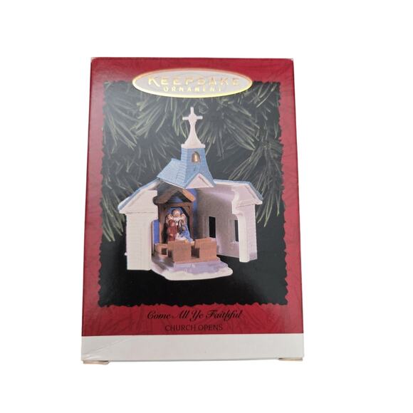 #17 Hallmark Keepsake Ornament Come All Ye Faithful Church Opens 1996 Collectors - Picture 1 of 8